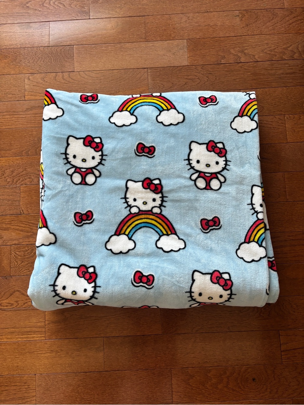Hello Kitty Blue Cloud Plush Queen-Sized Blanket